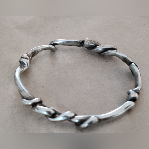 Vintage Sterling Silver Modernist Brutalist Bangle bracelet - Picture 6 of 12